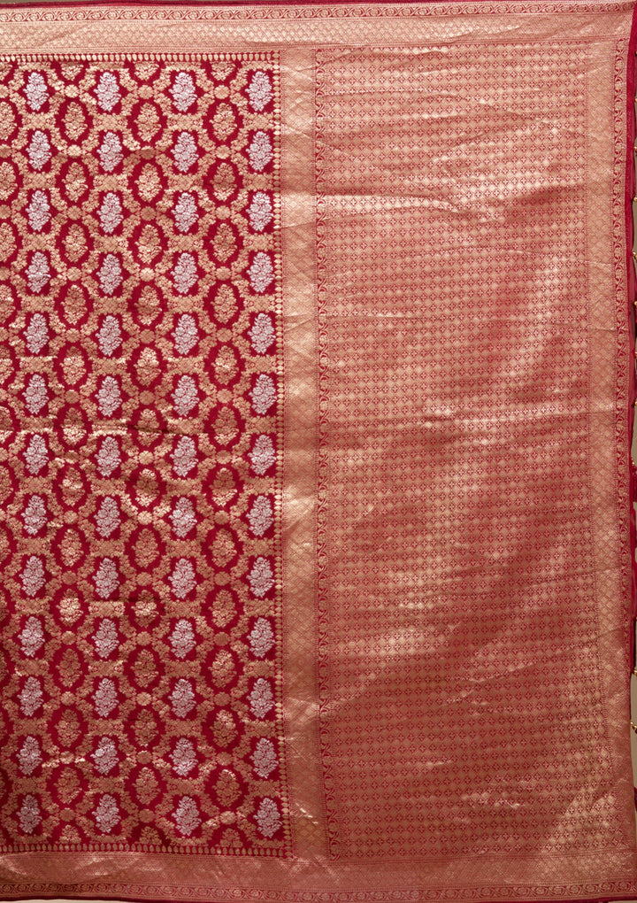 Maroon Zariwork (Gold) Georgette Silk Saree