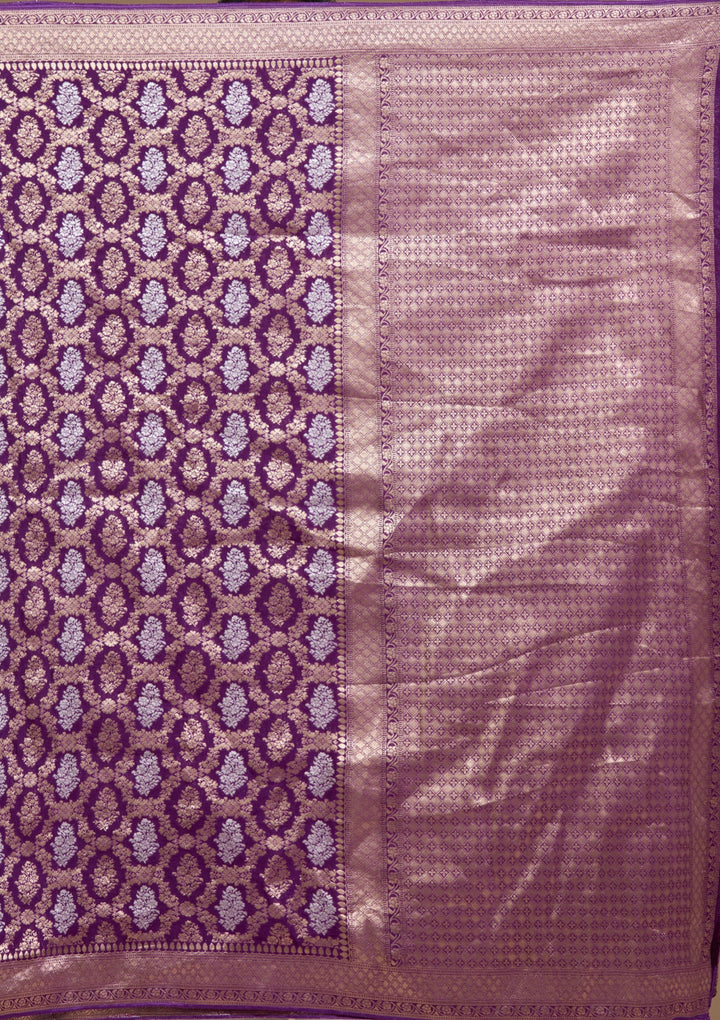 Purple Zariwork (Gold) Georgette Silk Saree