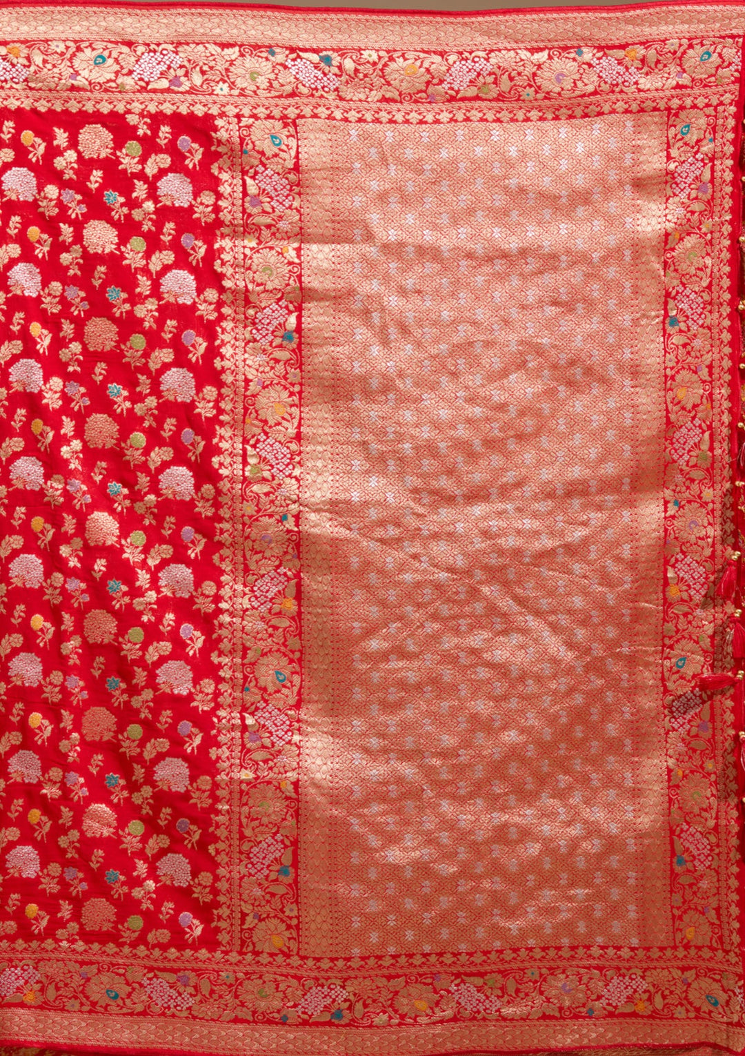 Red Zariwork (Gold) Georgette Silk Saree