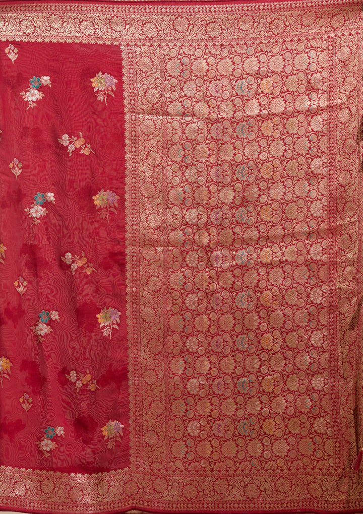 Maroon Zariwork (Gold) Georgette Silk Saree