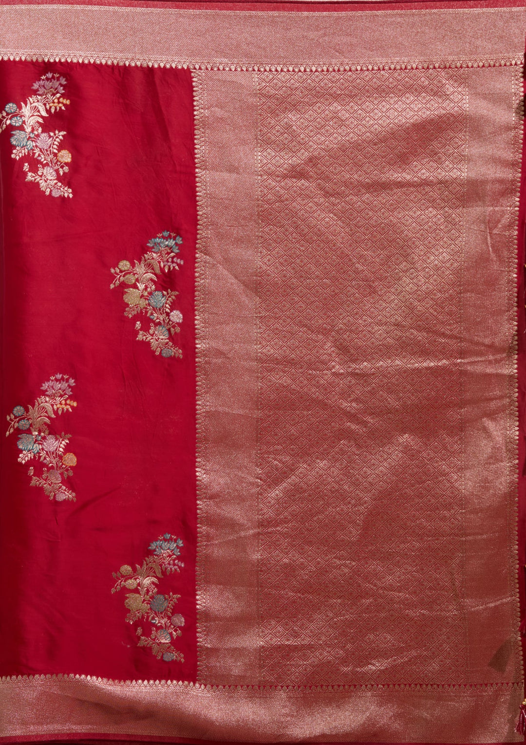Maroon Zariwork (Gold) Georgette Silk Saree