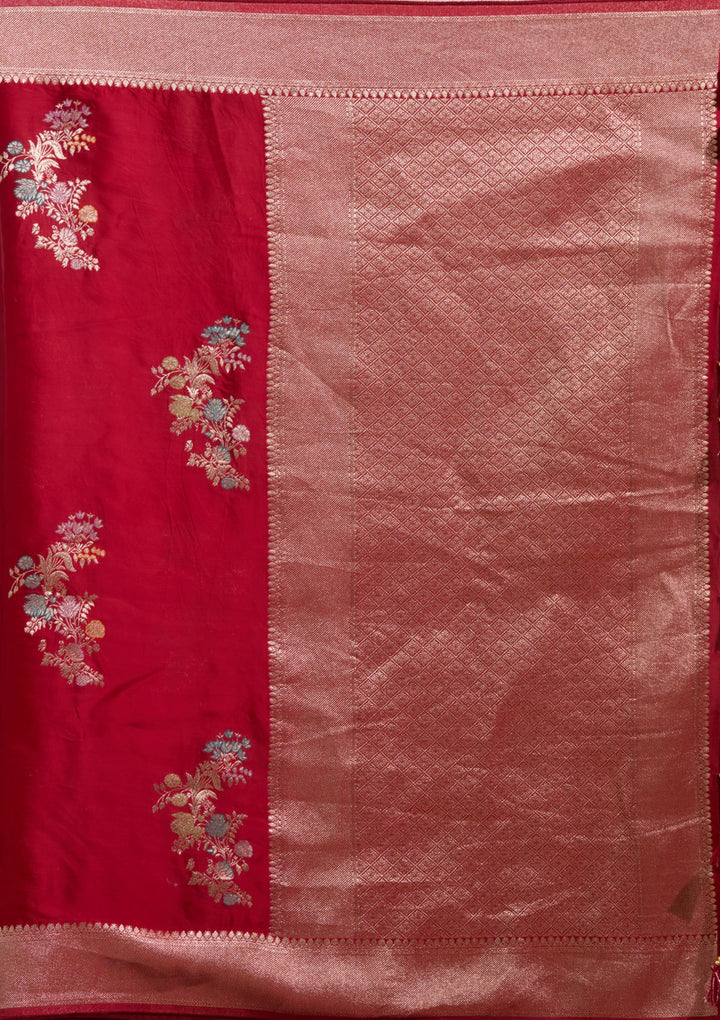 Maroon Zariwork (Gold) Georgette Silk Saree