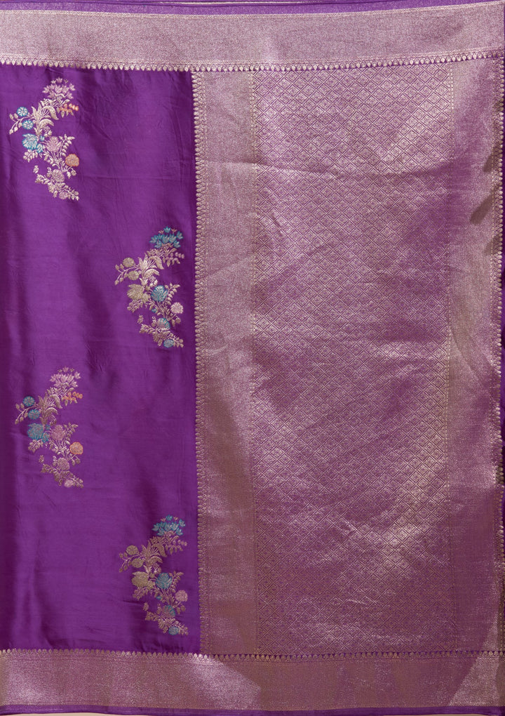 Purple Zariwork (Gold) Georgette Silk Saree