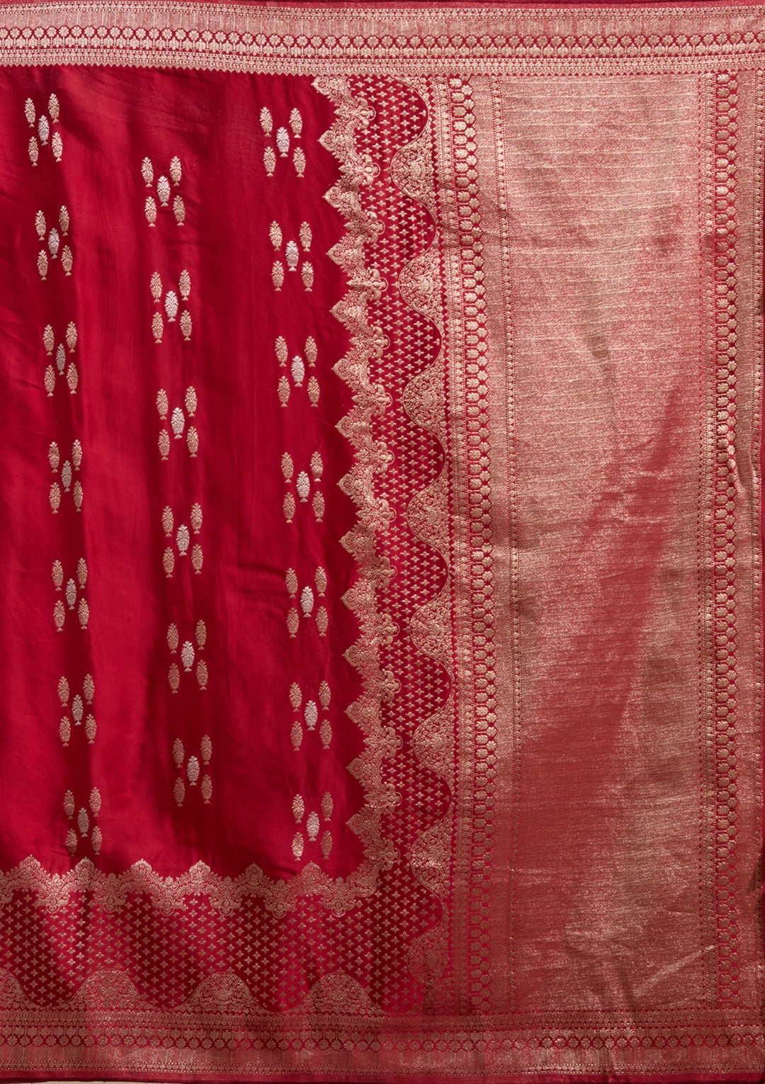 Maroon Zariwork (Gold) Satin Silk Saree