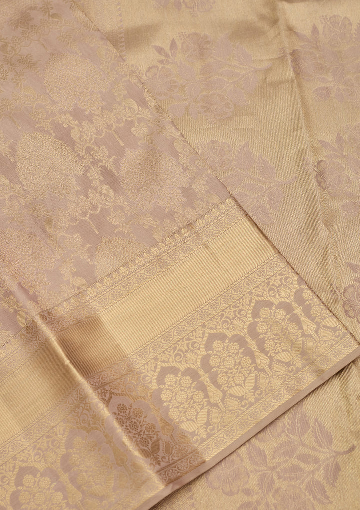 Mauve Zariwork (Gold) Silk Silk Saree