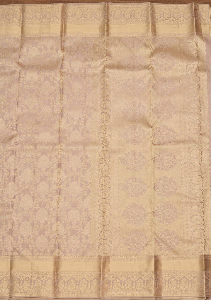 Mauve Zariwork (Gold) Silk Silk Saree