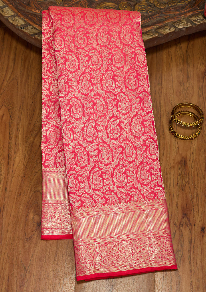 Rani Pink Zariwork (Gold) Silk Silk Saree
