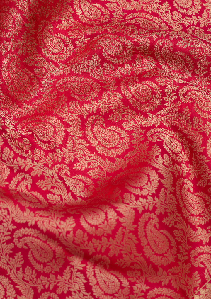 Rani Pink Zariwork (Gold) Silk Silk Saree