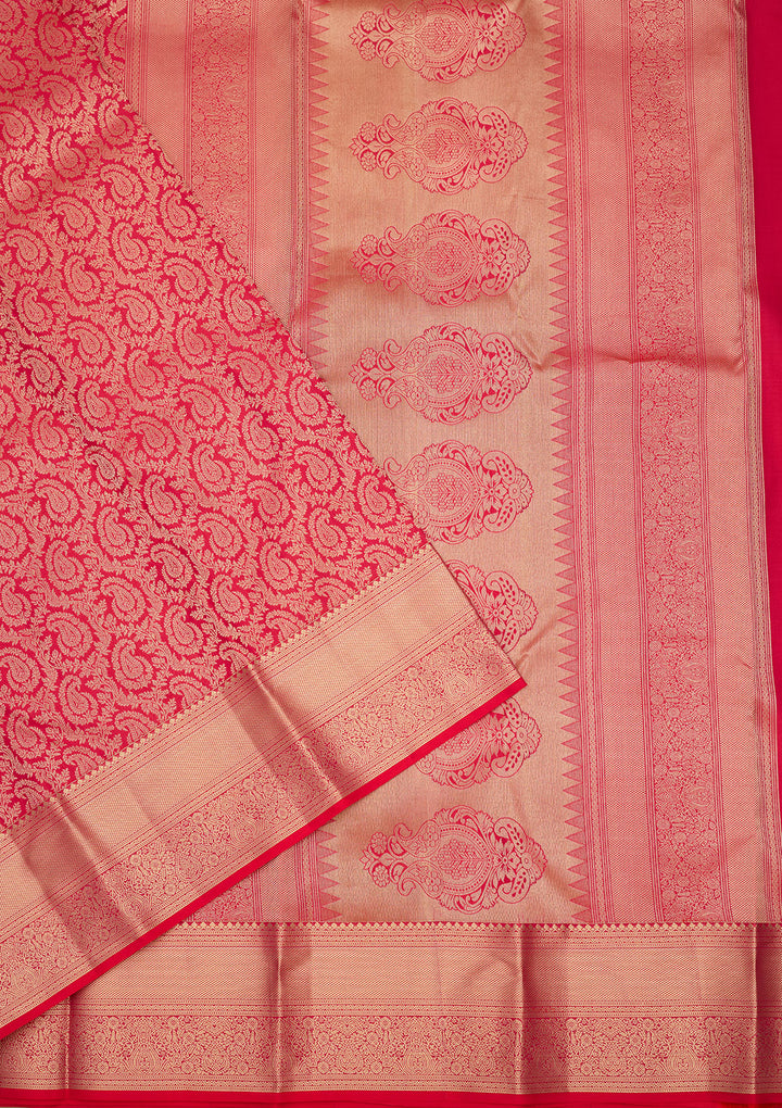 Rani Pink Zariwork (Gold) Silk Silk Saree