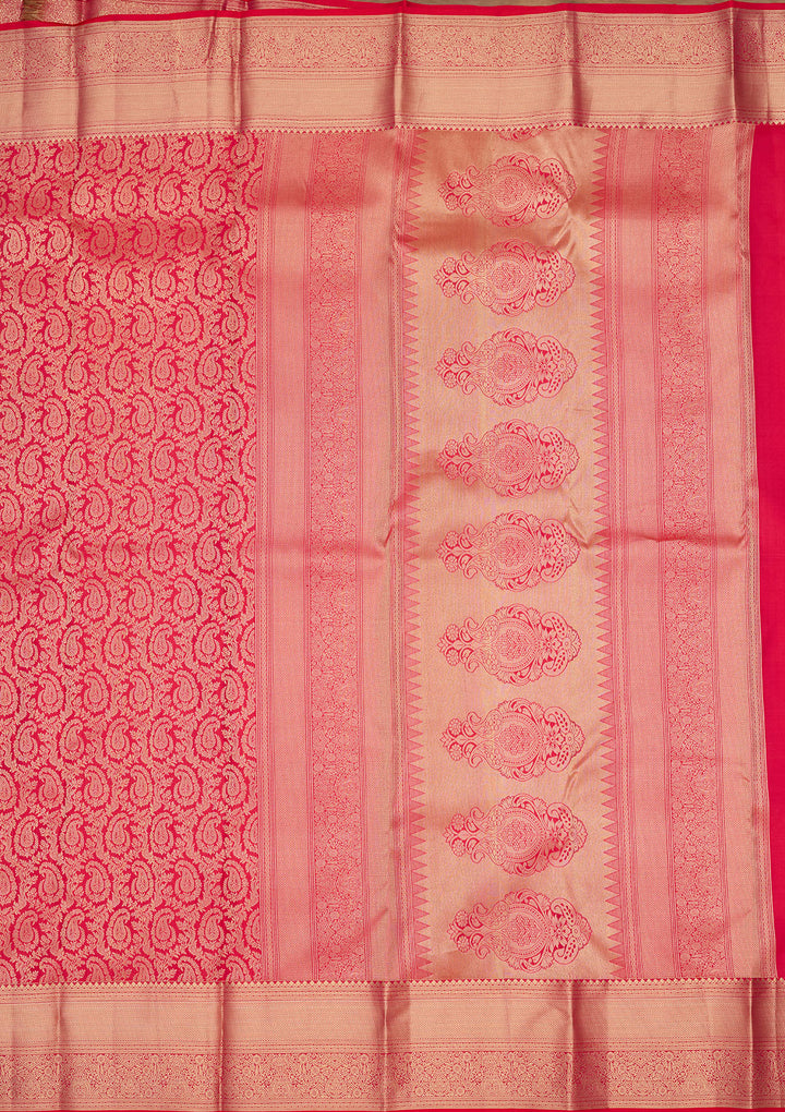 Rani Pink Zariwork (Gold) Silk Silk Saree