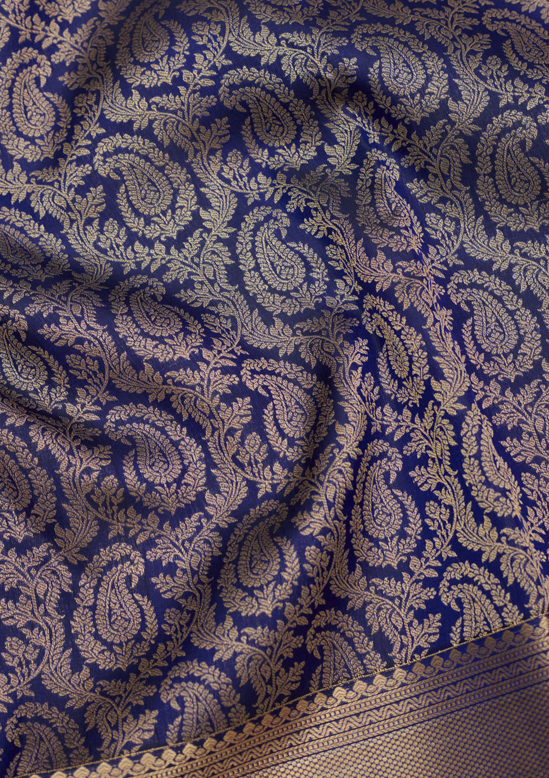 Royal Blue Zariwork (Gold) Silk Silk Saree