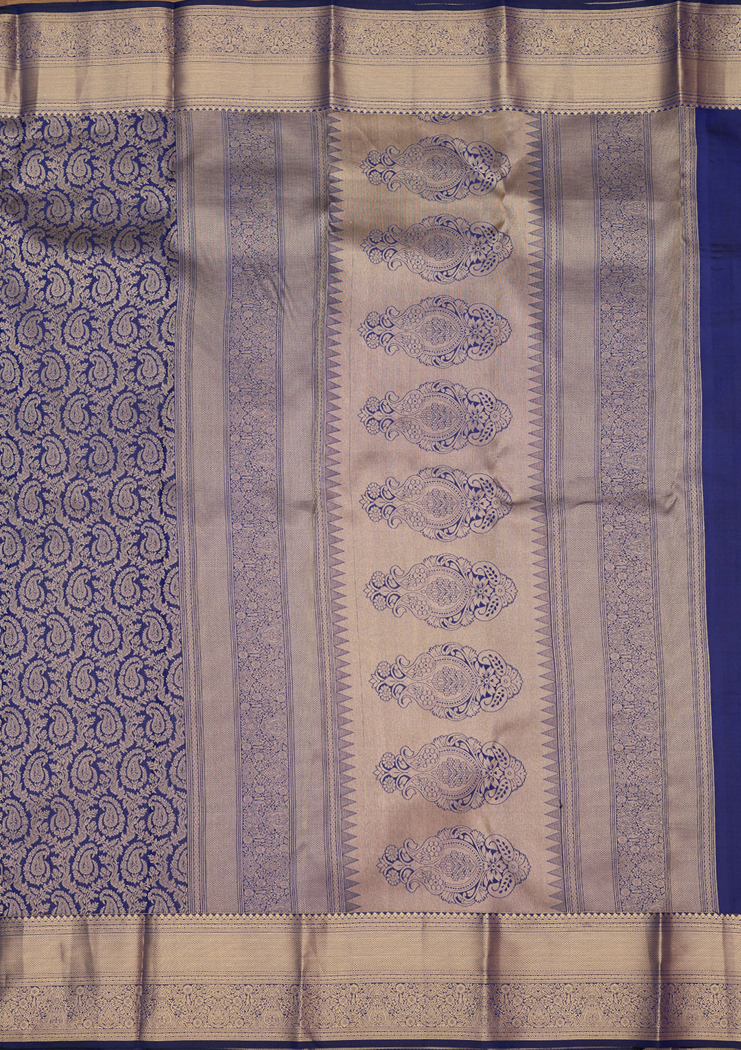 Royal Blue Zariwork (Gold) Silk Silk Saree