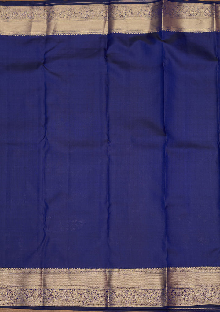 Royal Blue Zariwork (Gold) Silk Silk Saree