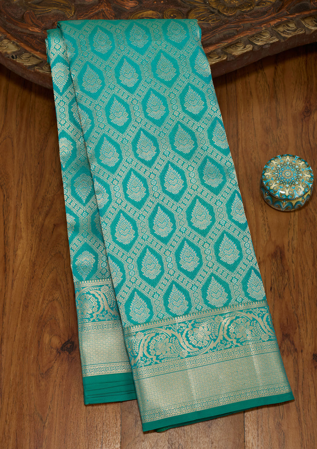 Rama Green Zariwork (Gold) Silk Silk Saree