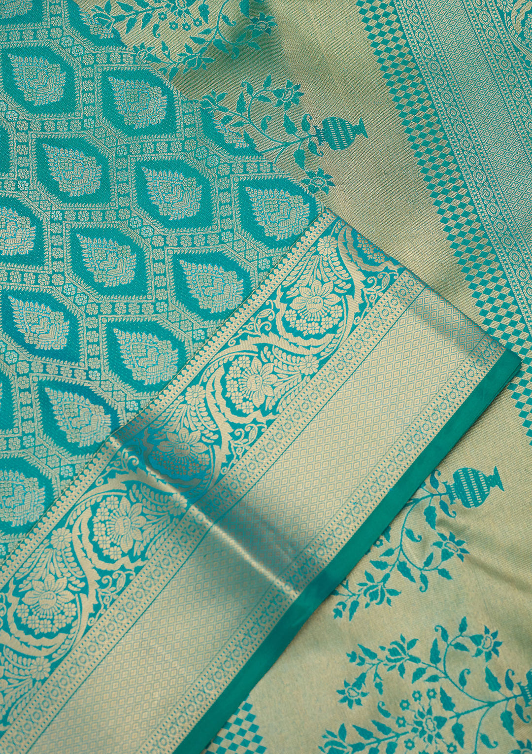 Rama Green Zariwork (Gold) Silk Silk Saree