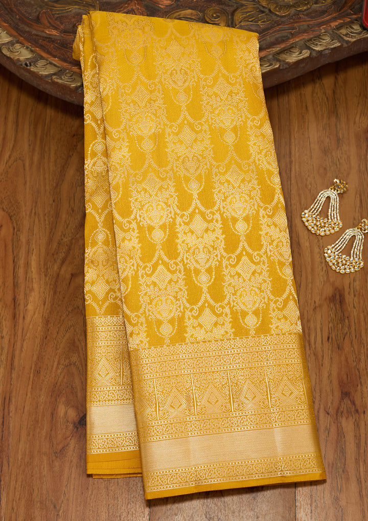 Mustard Zariwork (Gold) Silk Silk Saree