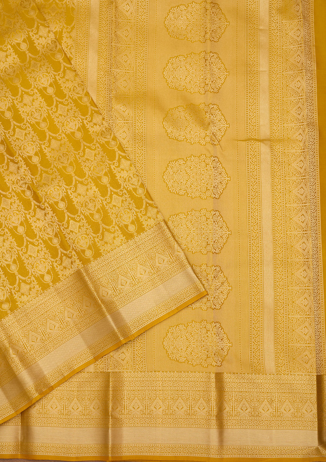Mustard Zariwork (Gold) Silk Silk Saree