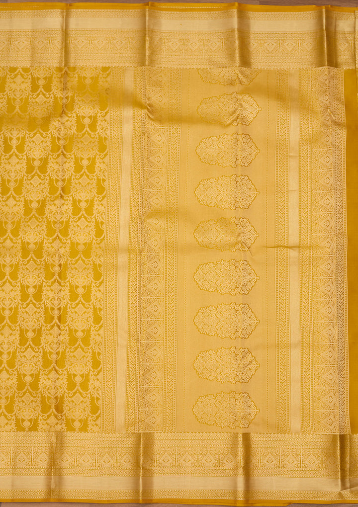 Mustard Zariwork (Gold) Silk Silk Saree