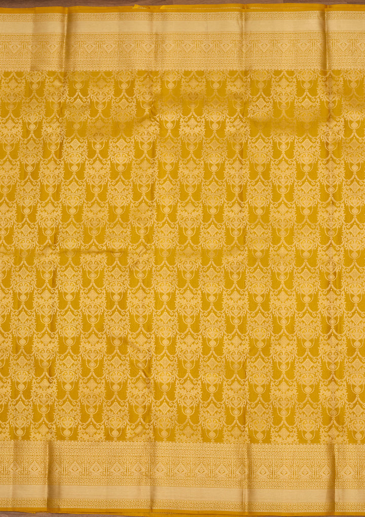 Mustard Zariwork (Gold) Silk Silk Saree