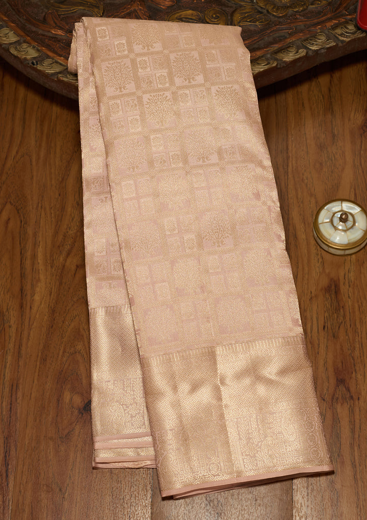 Light Grey Zariwork (Gold) Silk Silk Saree