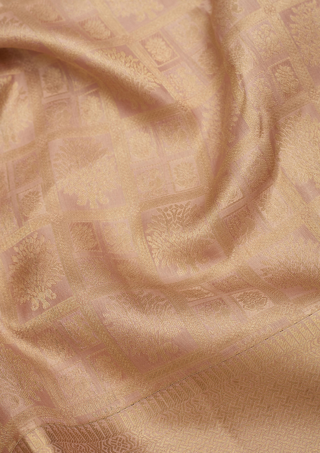 Light Grey Zariwork (Gold) Silk Silk Saree