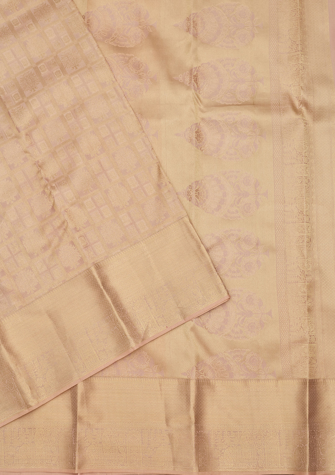 Light Grey Zariwork (Gold) Silk Silk Saree