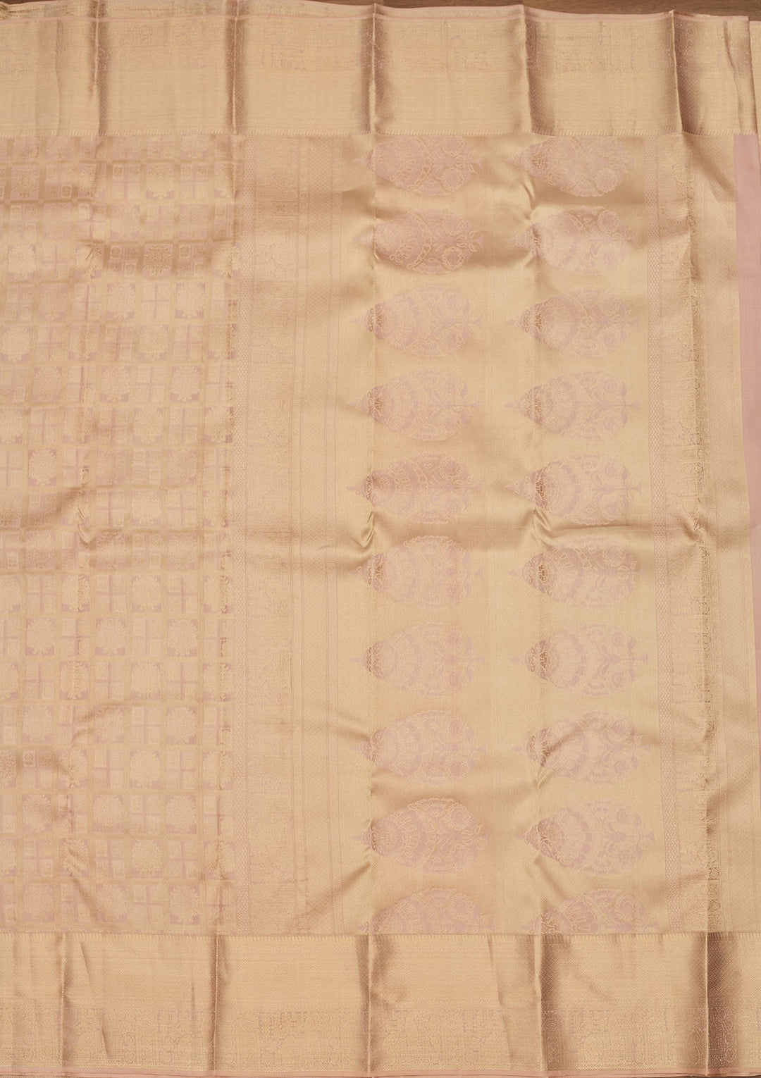 Light Grey Zariwork (Gold) Silk Silk Saree