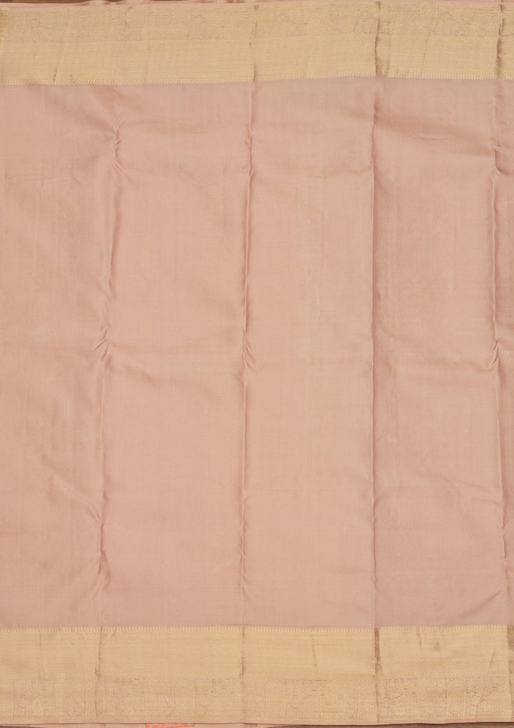 Light Grey Zariwork (Gold) Silk Silk Saree