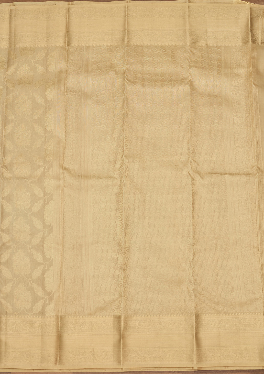 Beige Zariwork (Gold) Silk Silk Saree