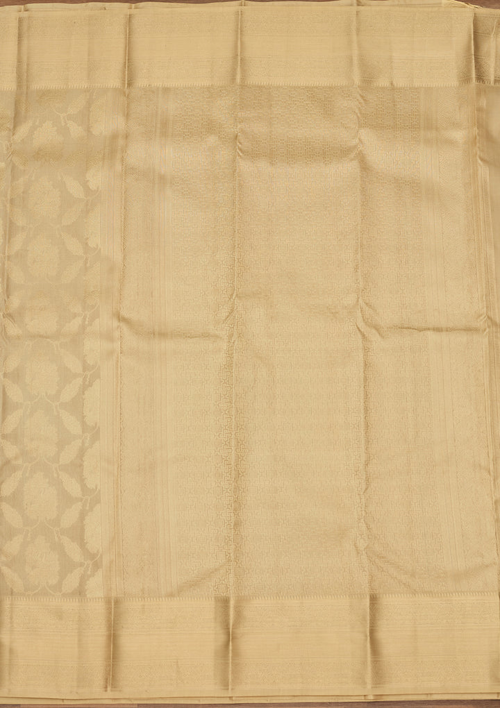 Beige Zariwork (Gold) Silk Silk Saree