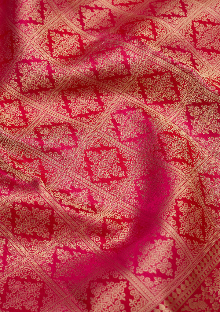 Rani Pink Zariwork (Gold) Silk Silk Saree