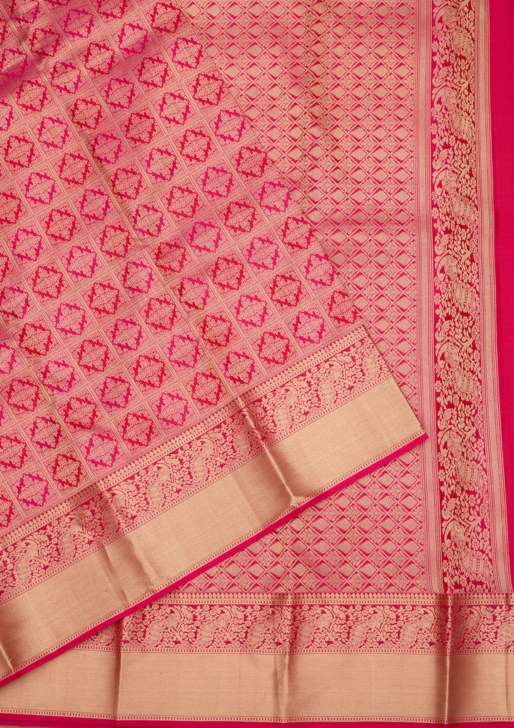 Rani Pink Zariwork (Gold) Silk Silk Saree