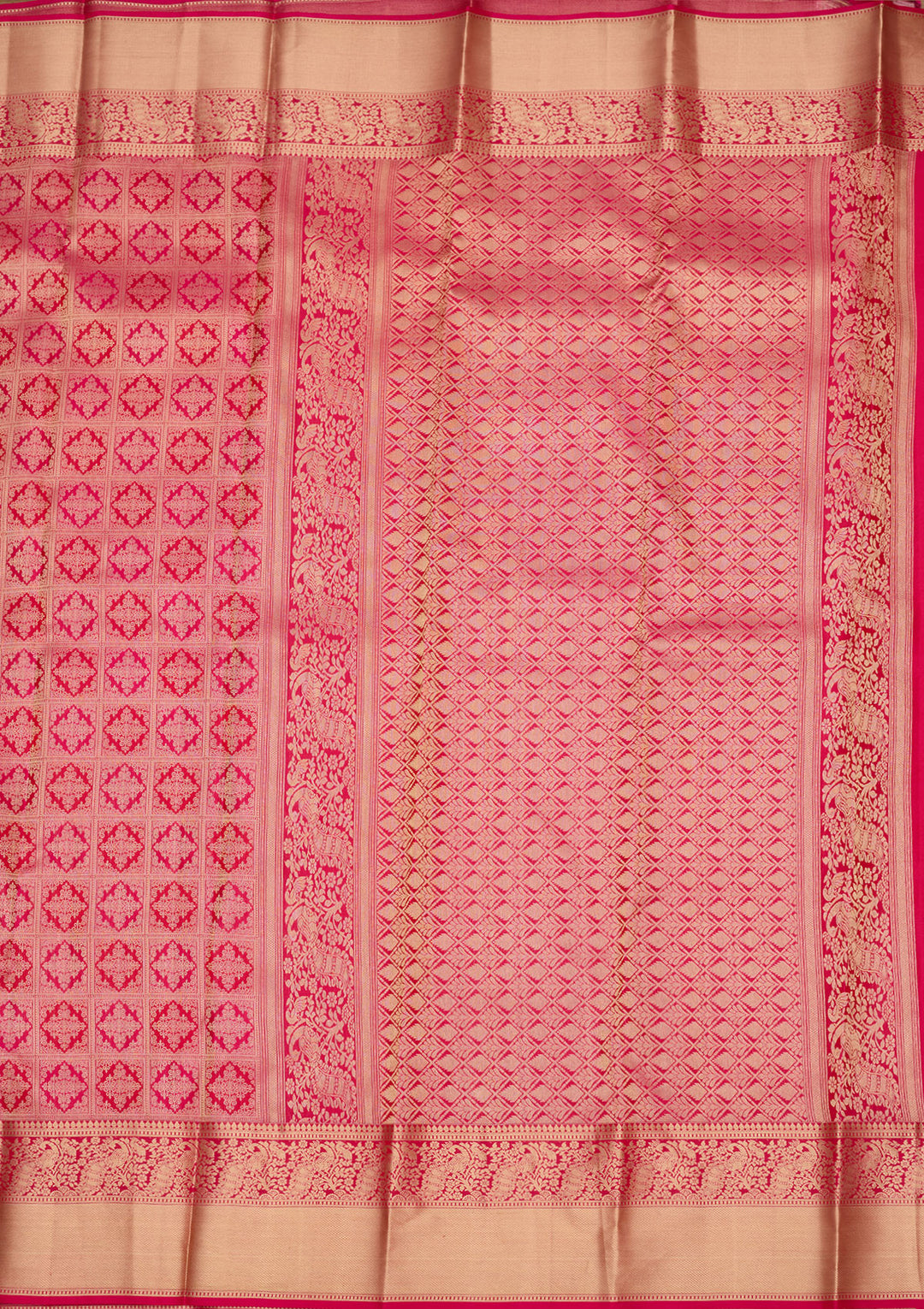 Rani Pink Zariwork (Gold) Silk Silk Saree