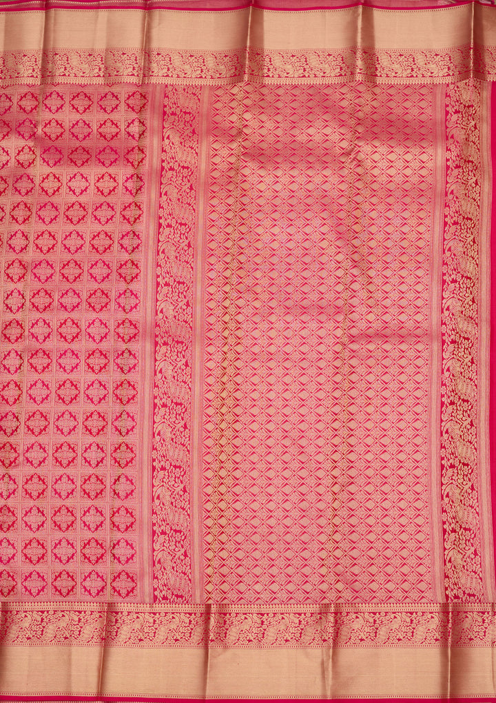 Rani Pink Zariwork (Gold) Silk Silk Saree