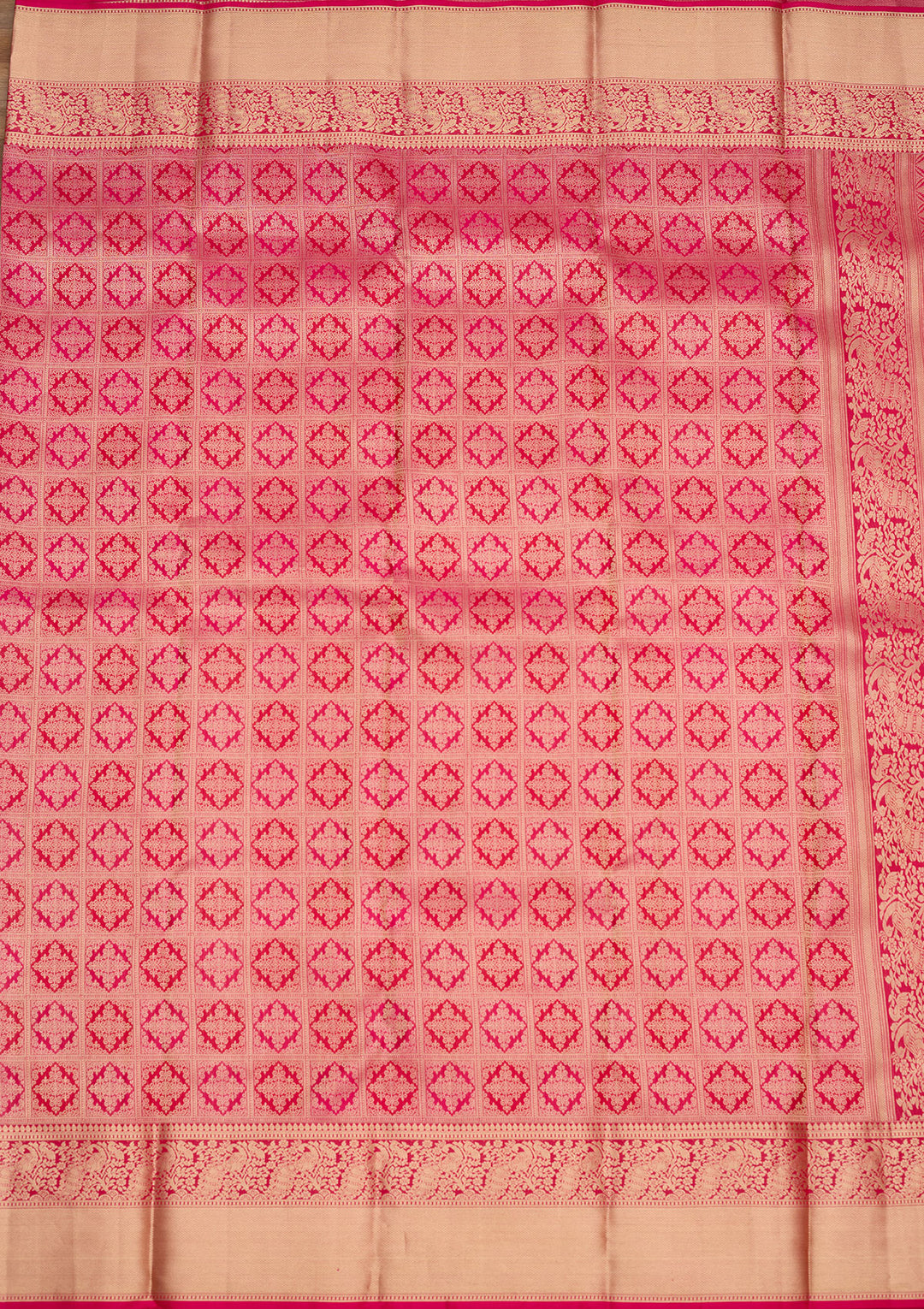 Rani Pink Zariwork (Gold) Silk Silk Saree