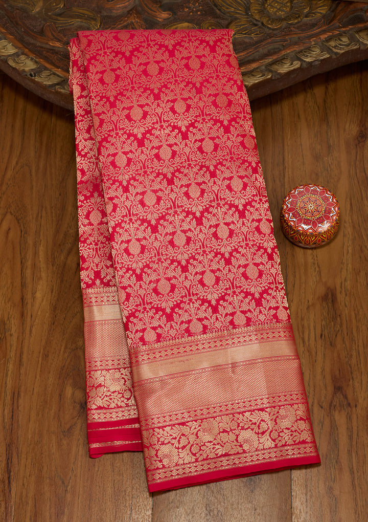 Rani Pink Zariwork (Gold) Silk Silk Saree