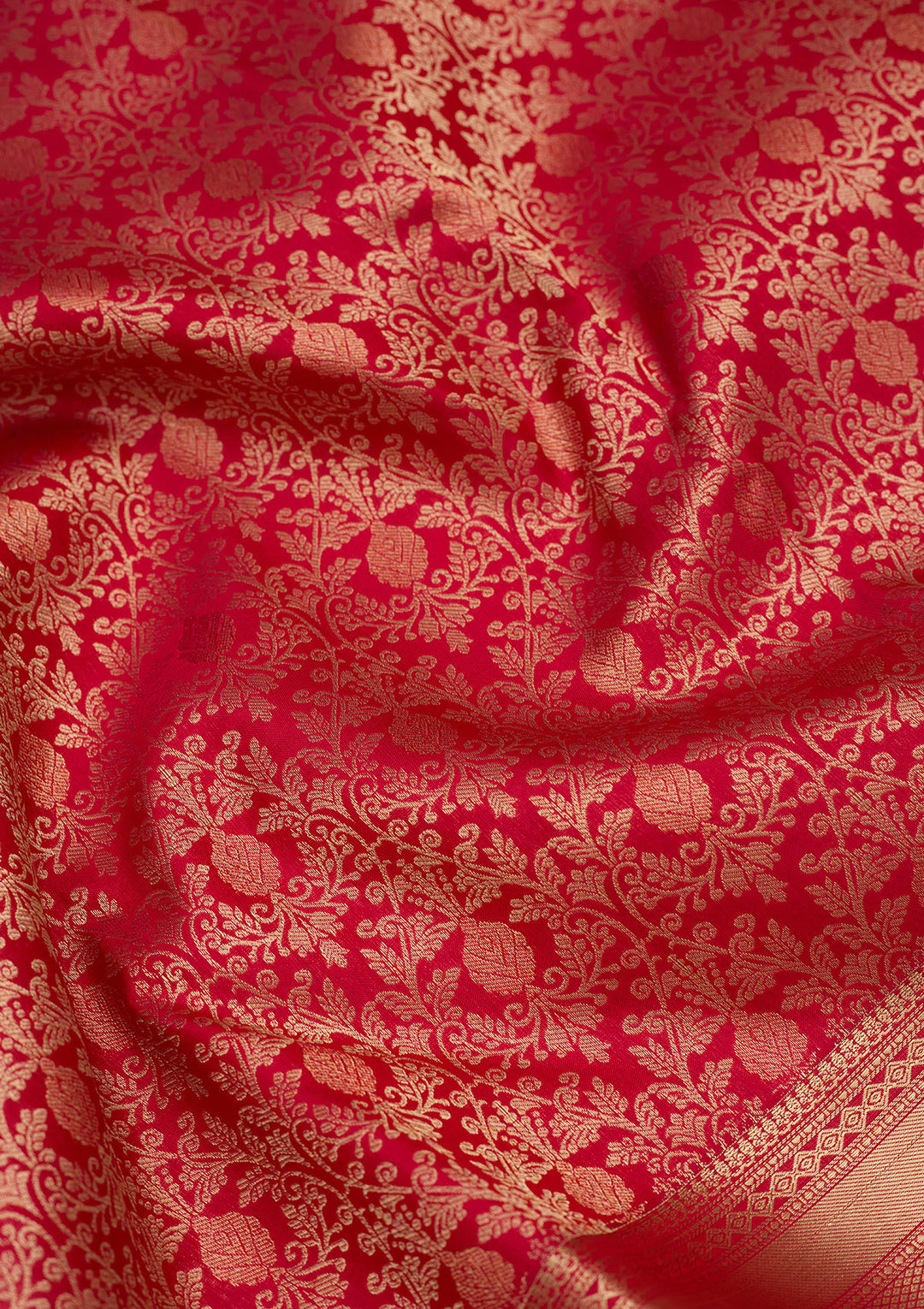 Rani Pink Zariwork (Gold) Silk Silk Saree