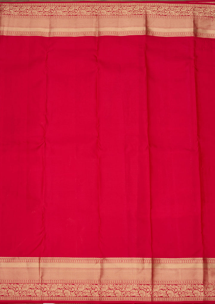 Rani Pink Zariwork (Gold) Silk Silk Saree