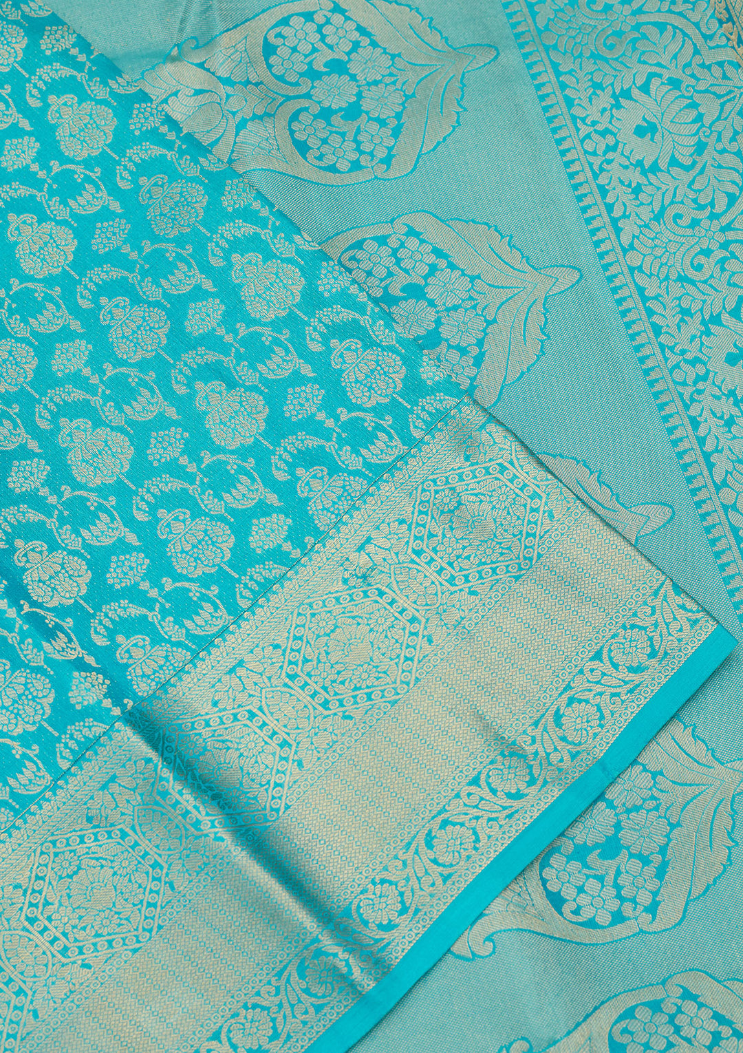 Blue Zariwork (Gold) Silk Silk Saree