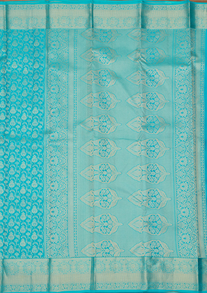Blue Zariwork (Gold) Silk Silk Saree