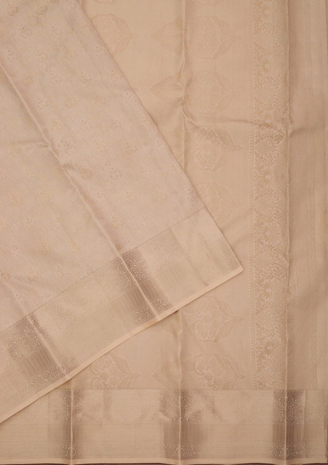 Cream Kanjivaram Pure Silk Saree