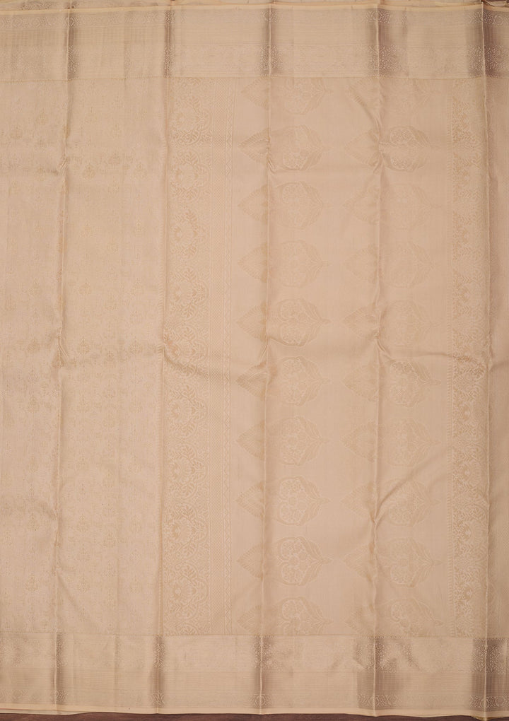 Cream Kanjivaram Pure Silk Saree