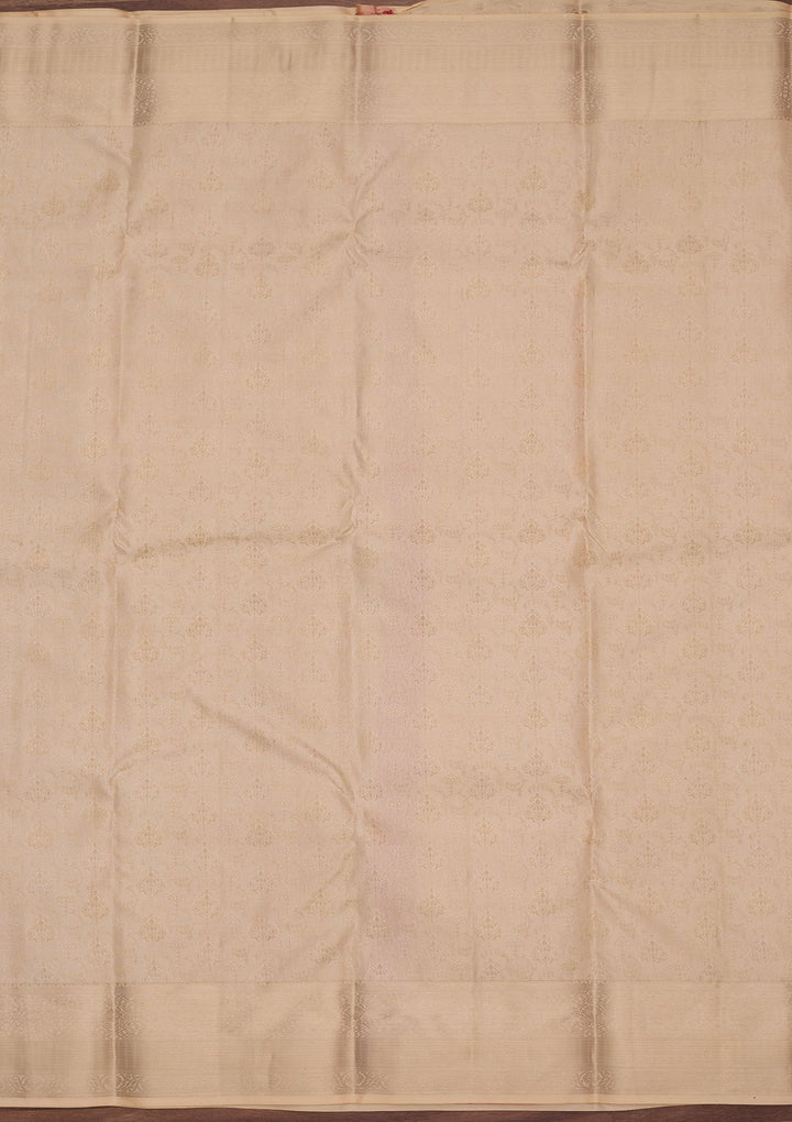 Cream Kanjivaram Pure Silk Saree
