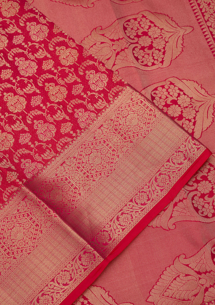 Rani Pink Zariwork (Gold) Silk Silk Saree