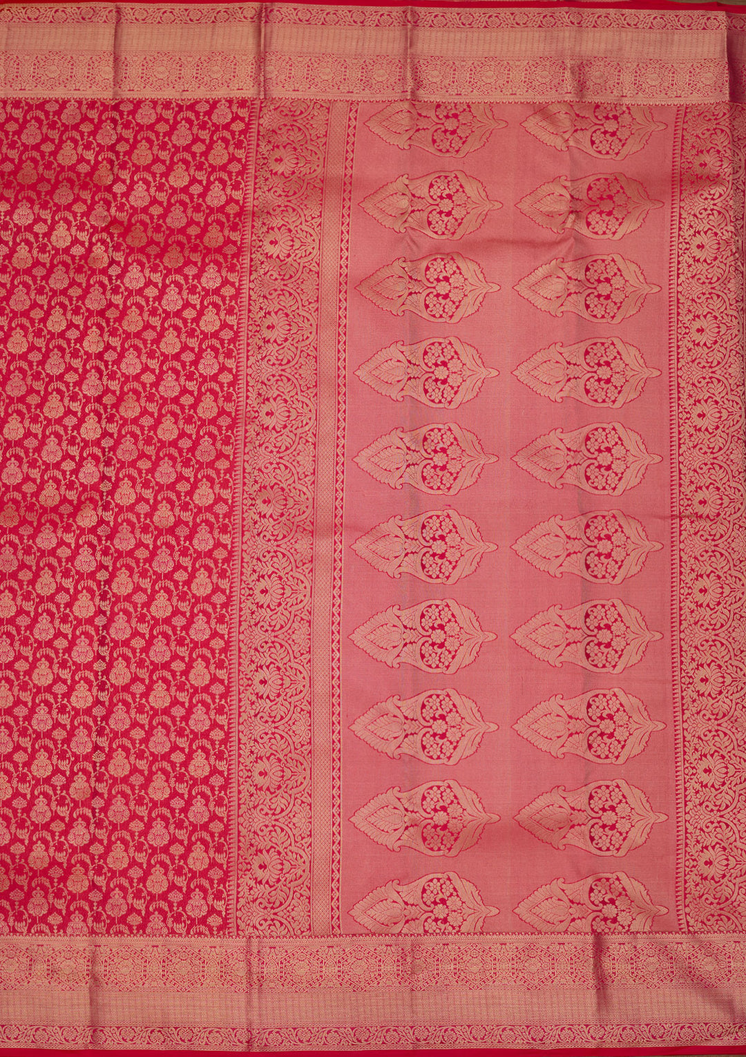 Rani Pink Zariwork (Gold) Silk Silk Saree