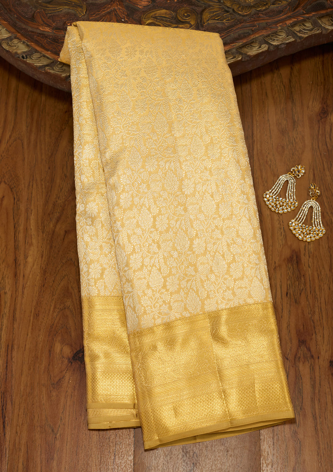 Gold Zariwork (Gold) Silk Silk Saree