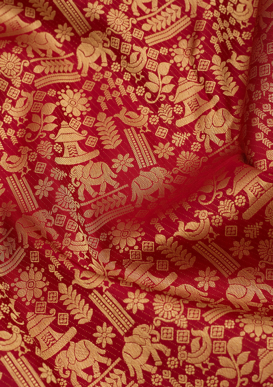 Dark Maroon Zariwork (Gold) Silk Silk Saree