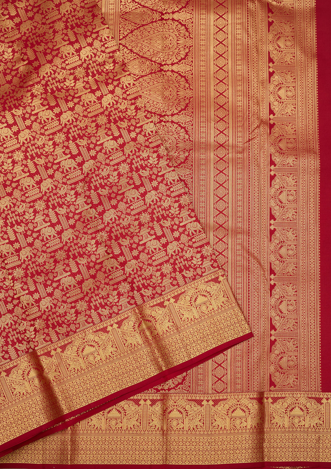 Dark Maroon Zariwork (Gold) Silk Silk Saree