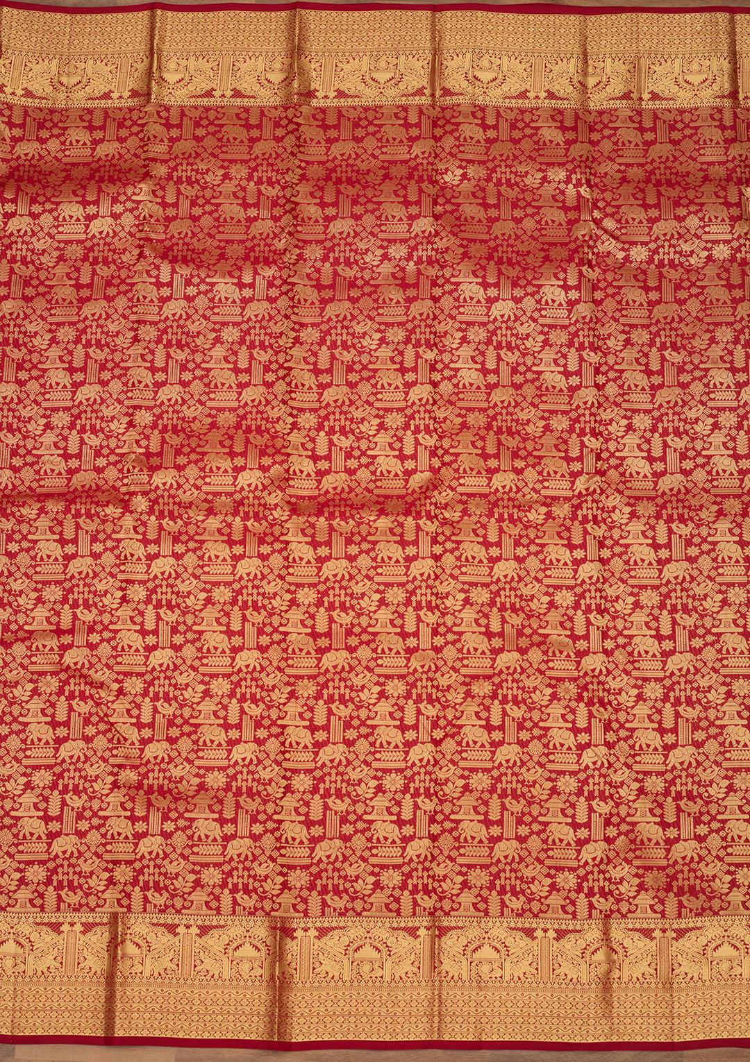 Dark Maroon Zariwork (Gold) Silk Silk Saree