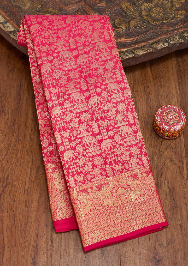 Rani Pink Kanjivaram Pure Silk Saree